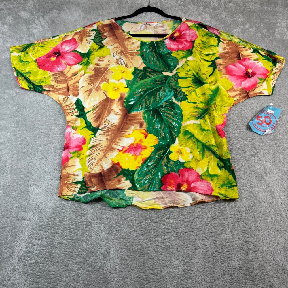 Jams World Top Women XS Multicolor Floral Short Sleeve Florabunda NWT